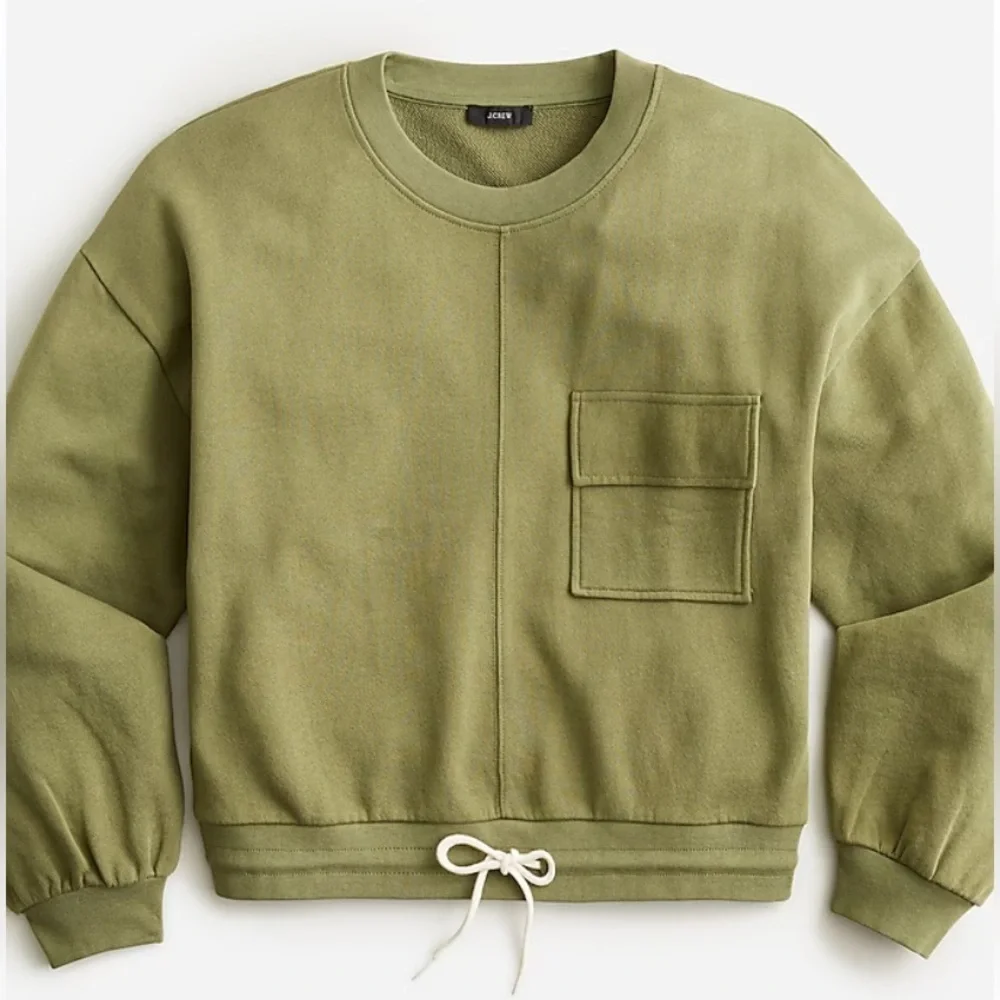 J. Crew University terry patch-pocket Sweatshirt army green 35799